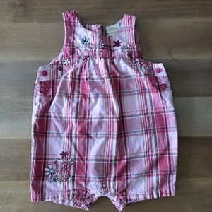 Vintage Disney baby girl 9 months pink plaid Winnie the Pooh romper